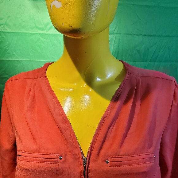 Lily Morgan M shirt red vneck zip size M casual women - Picture 5 of 7